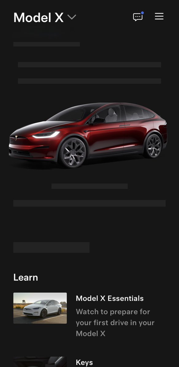 Tesla app view showing a red Signature Series Model X